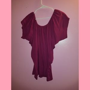 Maroon Off The Shoulder Shirt